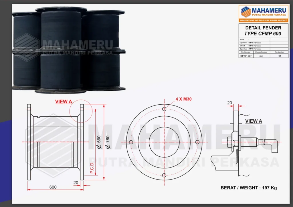 Spesifikasi Rubber Fender Cell 600