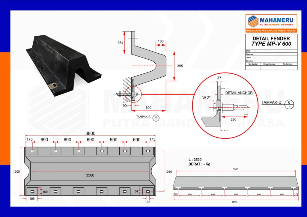 Rubber Fender V 600 H - 3500 L