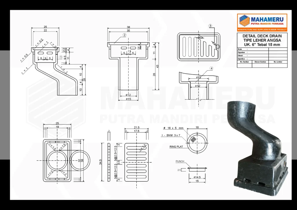 Spesifikasi Deck Drain Leher Angsa Tebal 15 mm 6 Inch | MPM Perkasa
