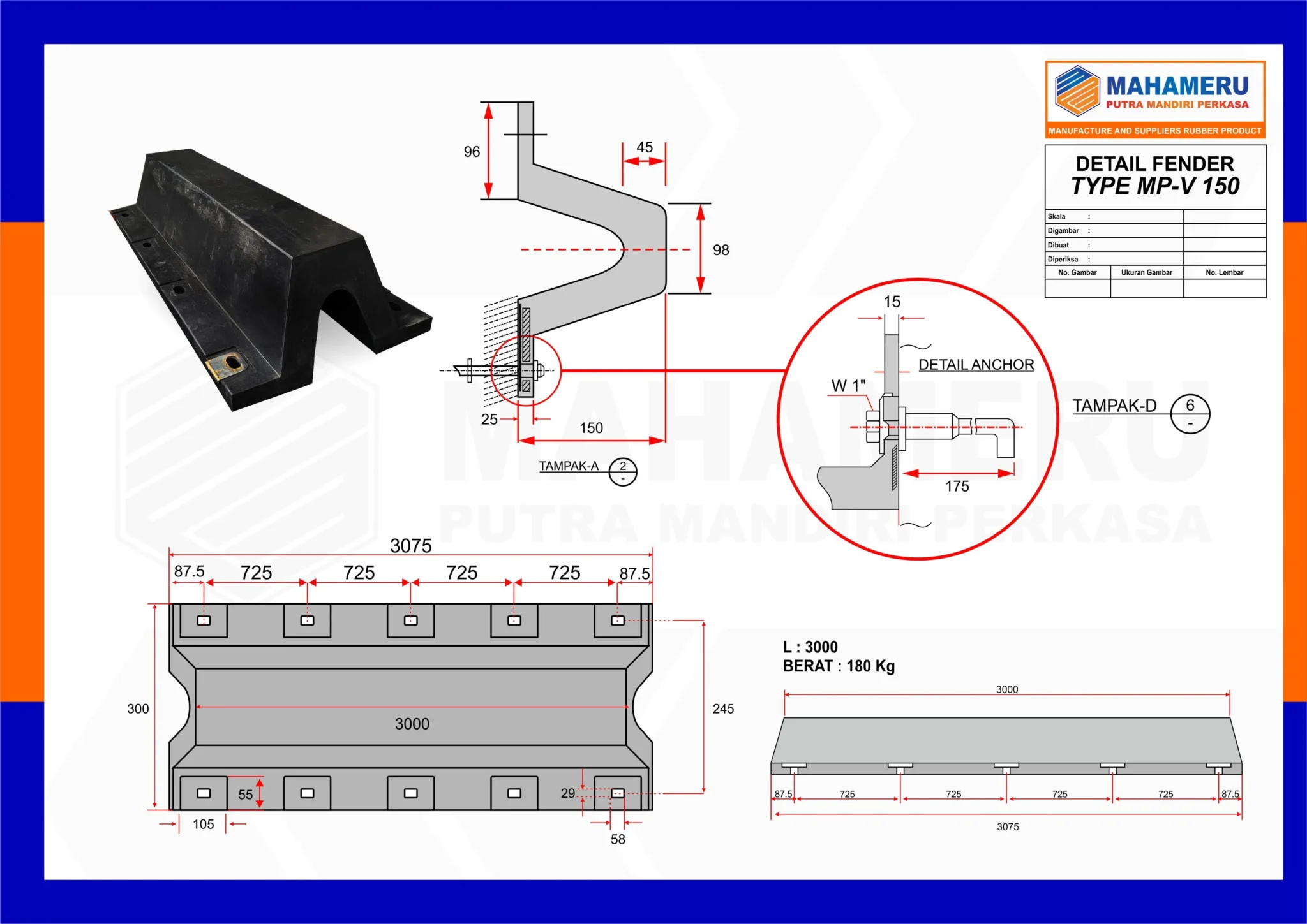 spesifikasi karet fender v