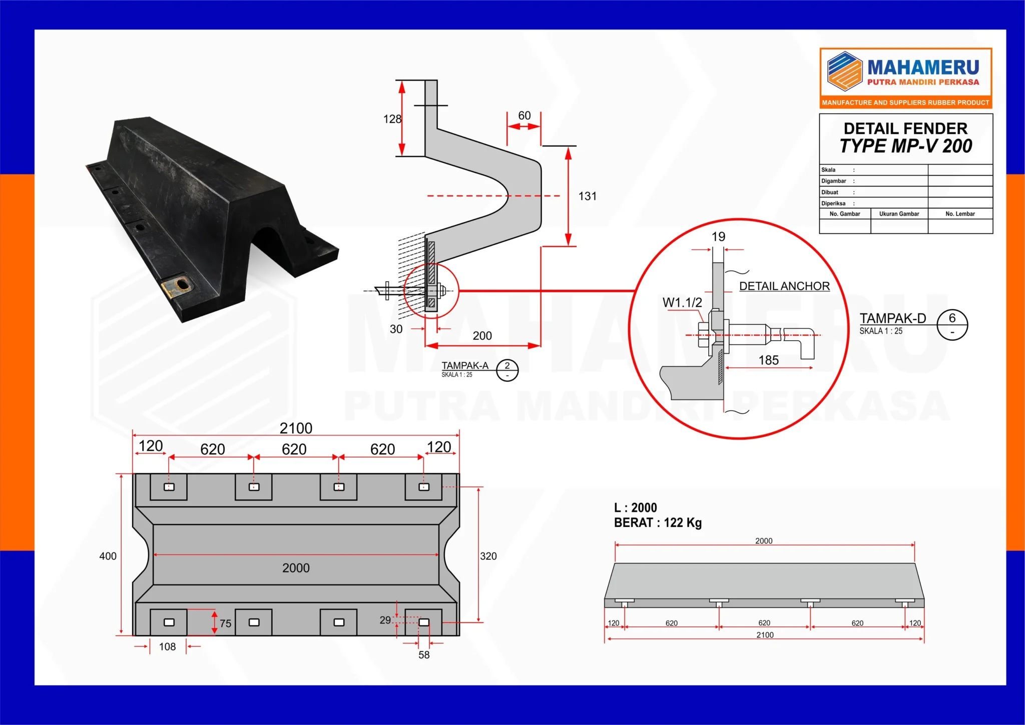 spesifikasi rubber fender v