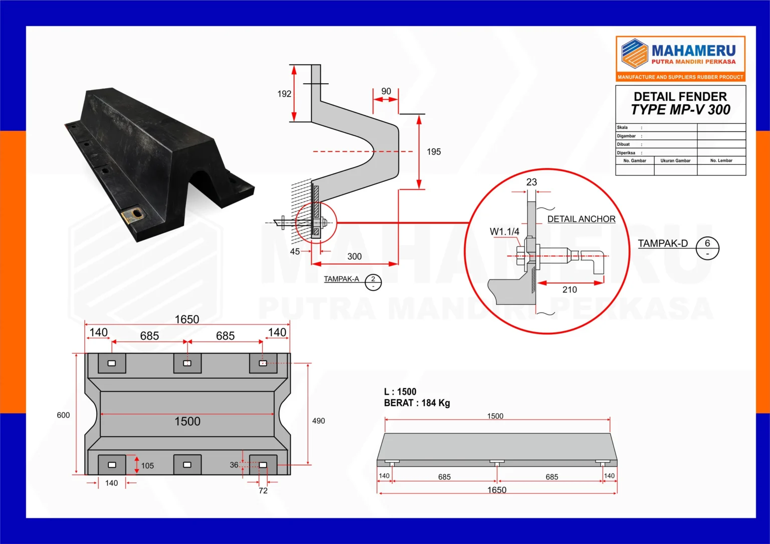 rubber fender v, karet fender v, v fender, marine fender v, fender v